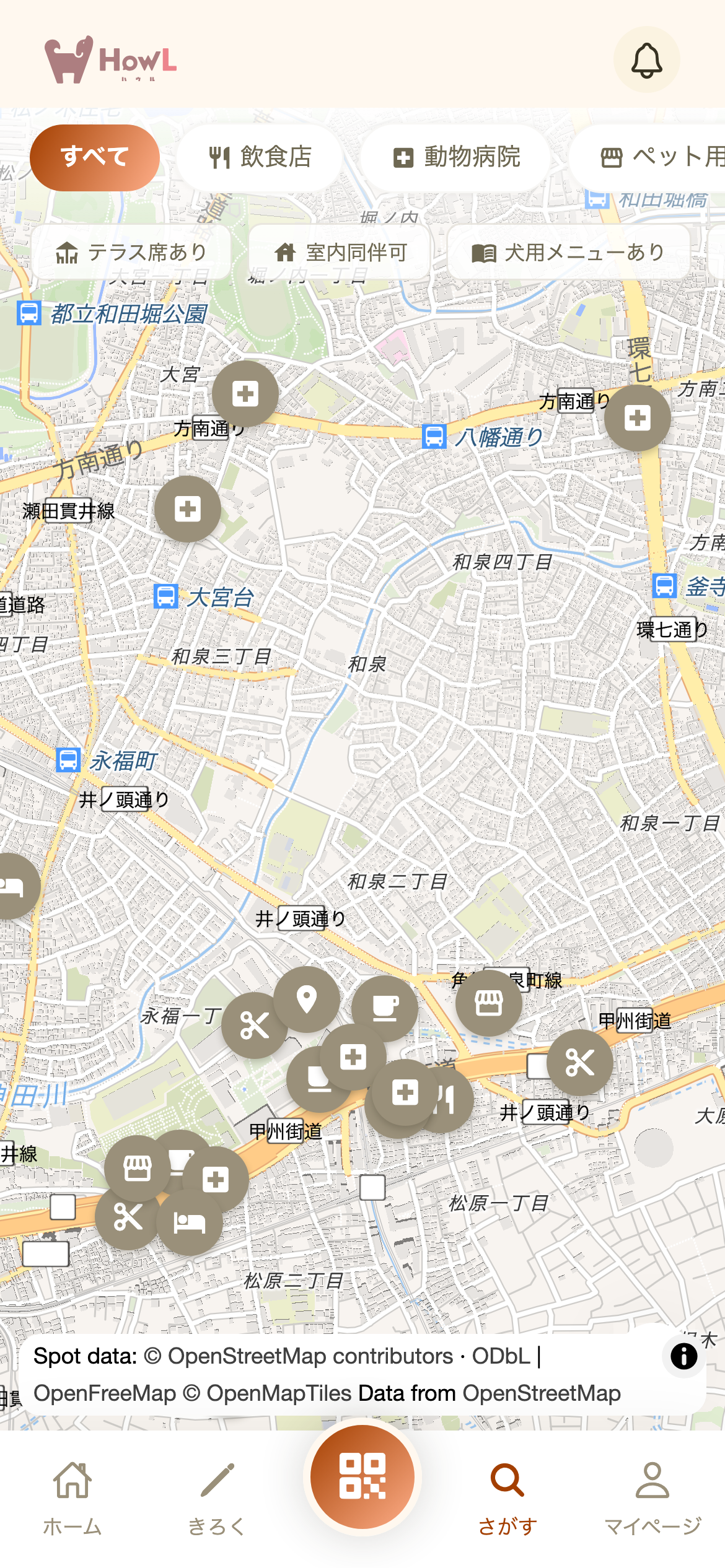 さがす / マップ画面